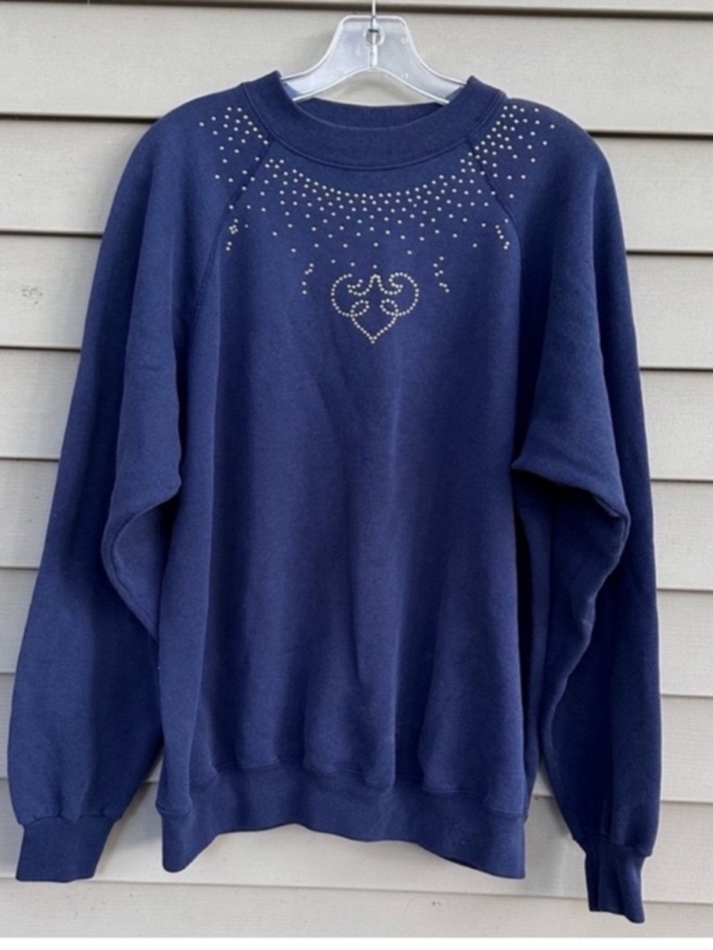 Vintage raglan Sweatshirt soft & thin stud detail women’s XL